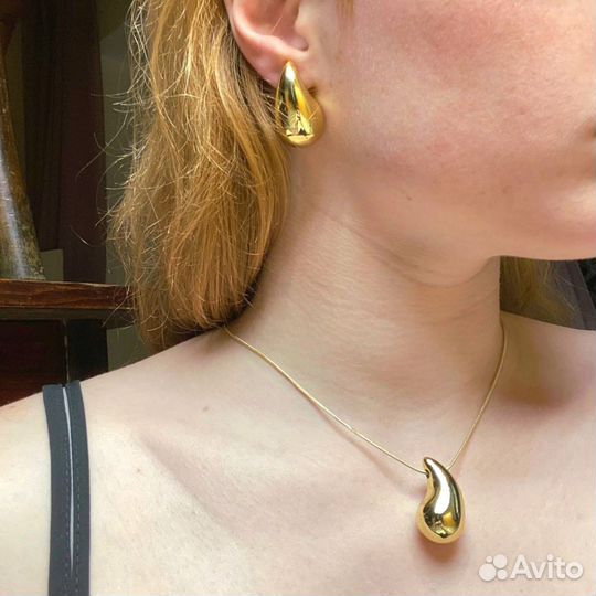 Серьги капли и кулон Италия бижутерия