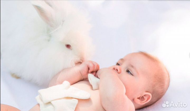 Детские варежки из кроличьего пуха