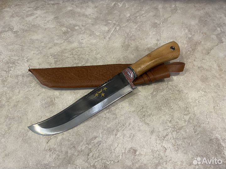 Пчак средний, гарда олово гравировка, рукоять орех