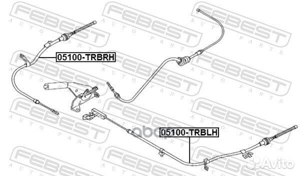 Трос ручного тормоза правый 05100-trbrh