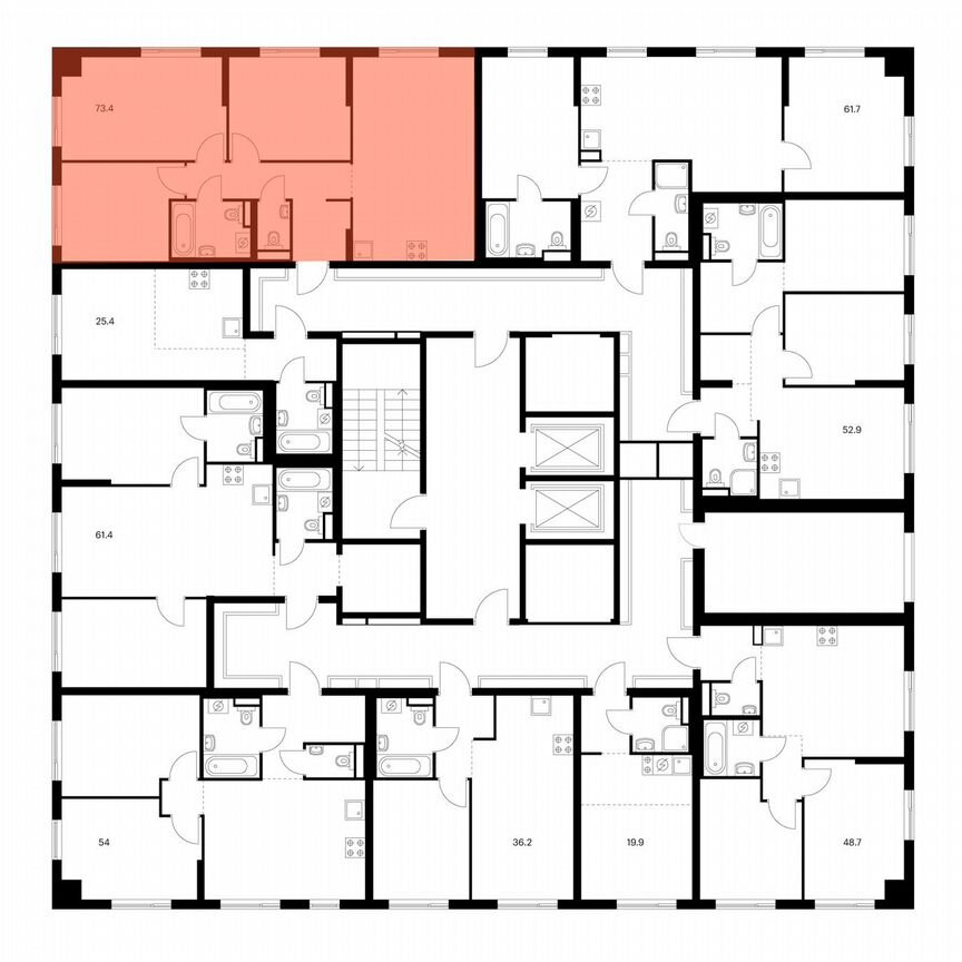 3-к. квартира, 73,4 м², 11/12 эт.