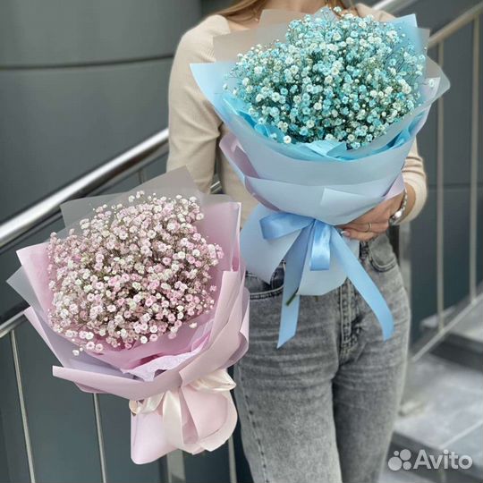 Букет-комплимет из гипсофилы для доченьки