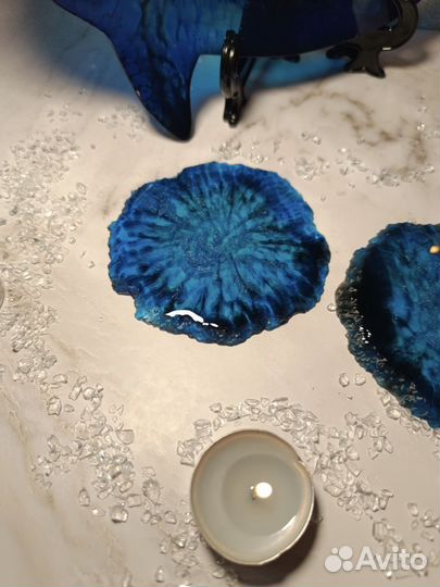 Тарелка кит для холодных закусок и подстаканники