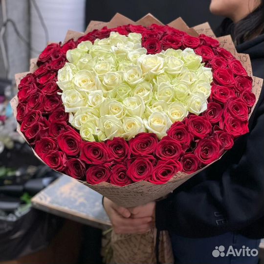Букет сердце из 101 розы