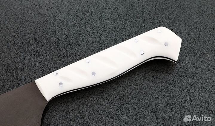 Нож Шеф №5 сталь Х12мф, рукоять акрил белый