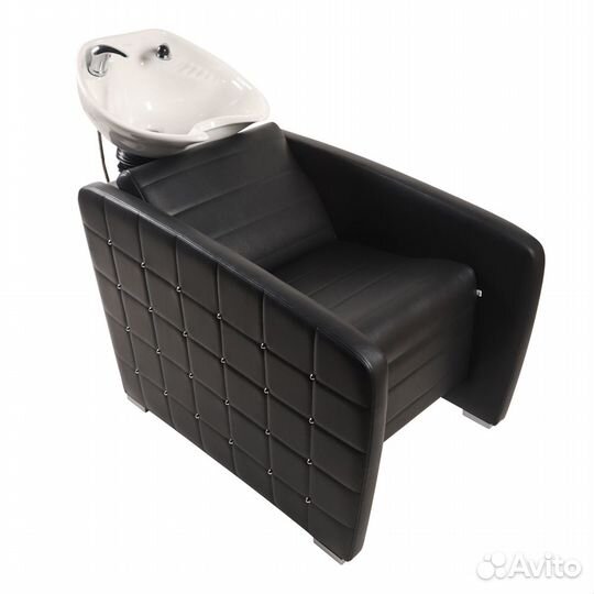 Парикмахерская мойка с глубокой белой раковиной