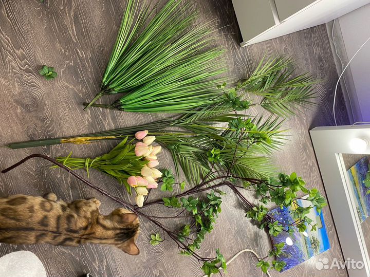 Искусственные цветы высокое растение ветка