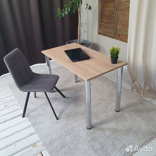 Компьютерный стол Дуб 110*60 см. Хром ножки