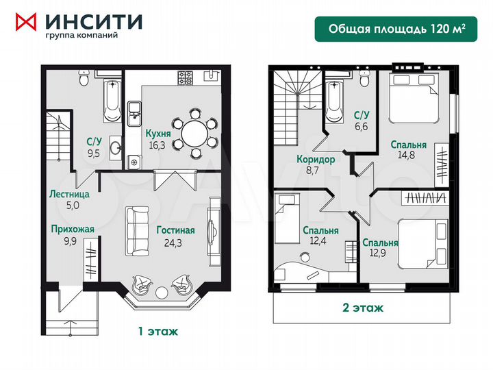 4-к. квартира, 119,6 м², 2/2 эт.