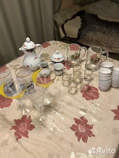 Рюмки, кружки пивные, солонки СССР, сервиз фарфор