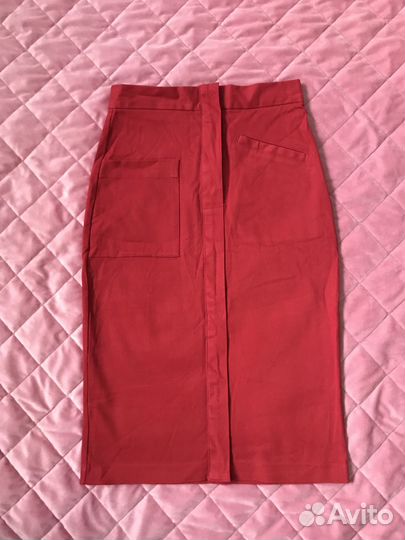 Новая миди юбка карандаш светло-вишневого цвета