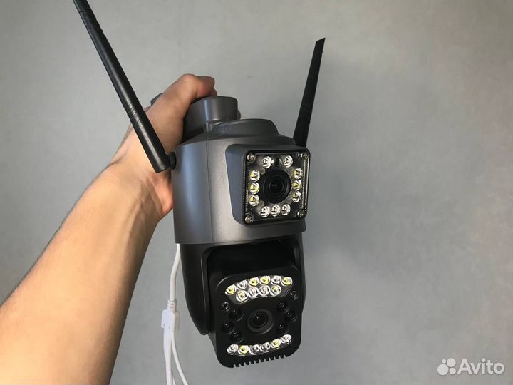 Камера видеонаблюдения 4G SIM Два объектива
