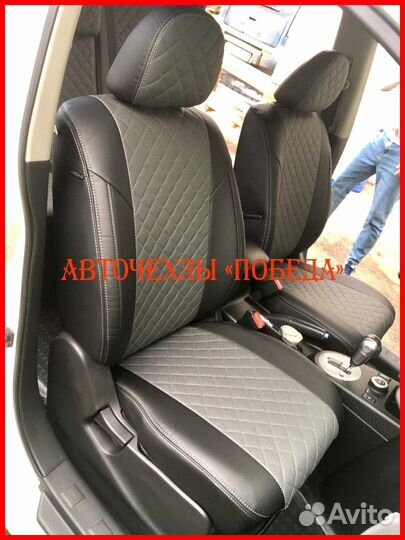 Чехлы Nissan X-Trail T31 из экокожи чёрно-серые