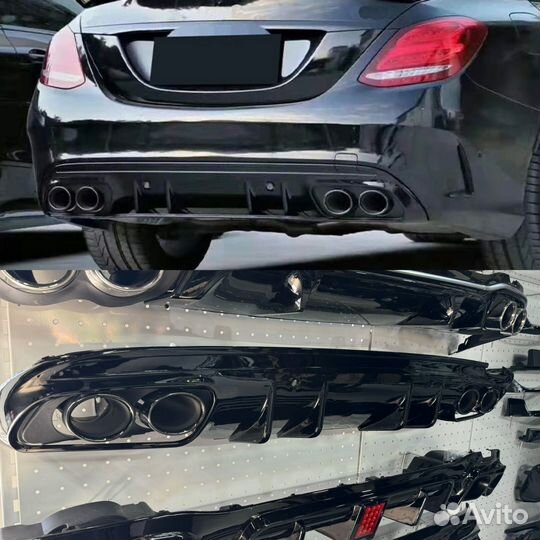 Диффузор на задний бампер mercedes w205 c205