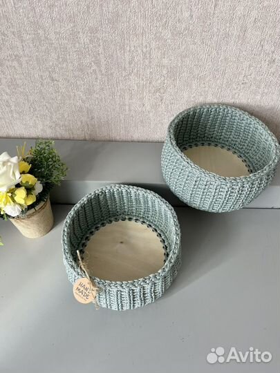 Корзина вязаная, интерьерная, ручная работа