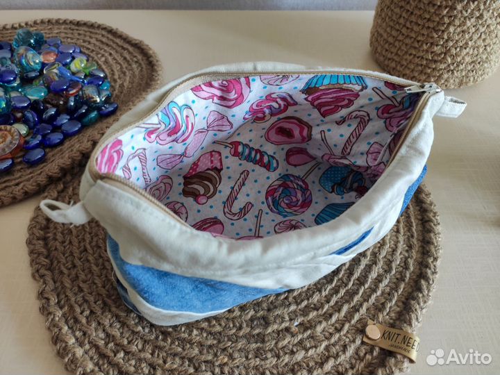 Косметичка текстильная джинс