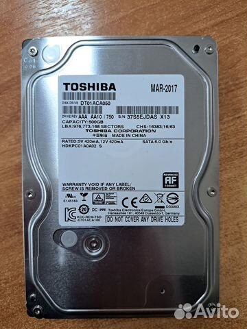 Жесткий диск hdd toshiba 500 GB