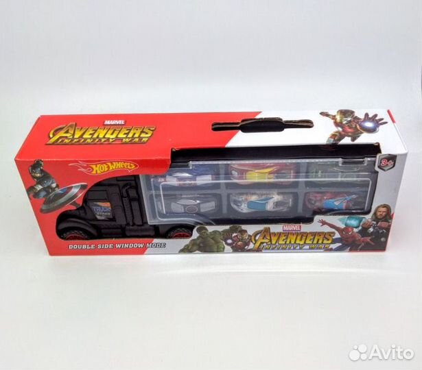 Грузовик с машинками Мстители набор 6 в 1