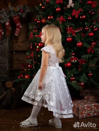 Платье карнавальное, костюм Снежинки