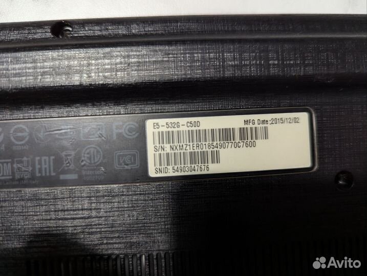 Ноутбук Acer Aspire E5-532 series в разборе