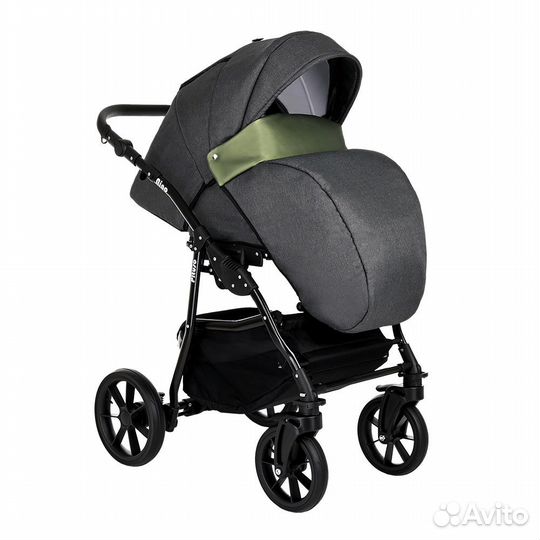 Коляска 2 в1 Nino Antracyt+Кожа Metalic Olive
