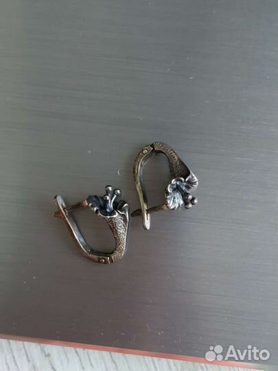 Серьги лилии 925 серебро СССР 2хю