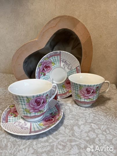 Чайные чашки с блюдцами новые 2 шт