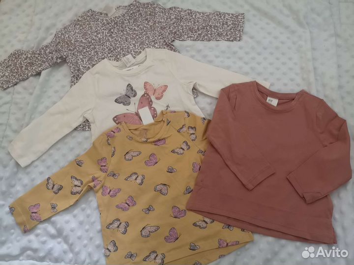 Набор из 4 лонгов для девочки новые, H&M 68