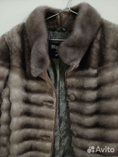 Шуба мутоновая 52 серебристо-серая