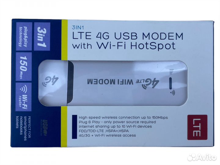 Универсальный USB модем 4G LTE + WI-FI роутер 3в1