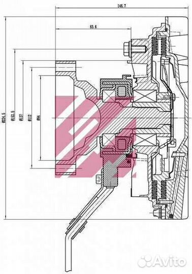 Вискомуфта вентилятора с крыльчаткой Volvo 750mm