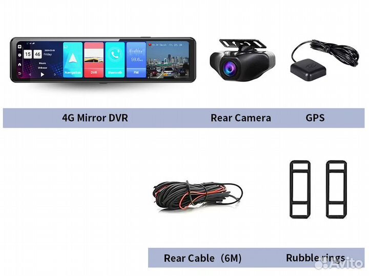 Видеорегистратор Andriod Экран 12 дюймов.4/32 GPS
