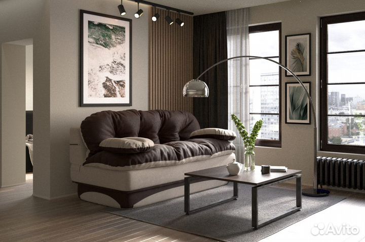 Бескаркасный диван кровать Клиффорд коричневый