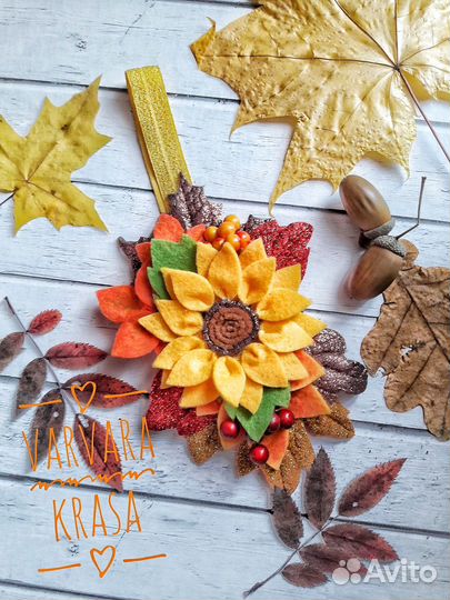 Осенняя повязка для волос ручной работы