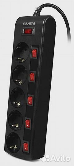 Сетевой фильтр 1,8м Sven Platinum (5 розеток/черны