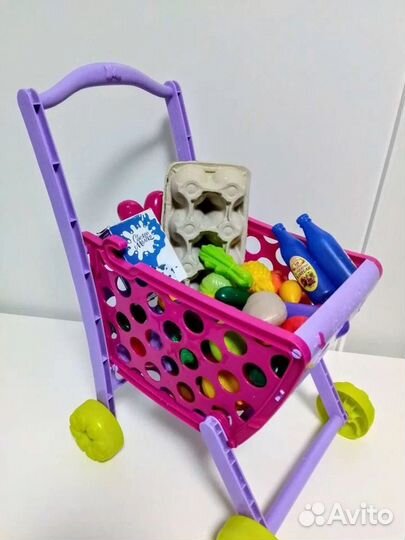 Кухня и Супермаркет. Касса Тележка Продукты Посуда