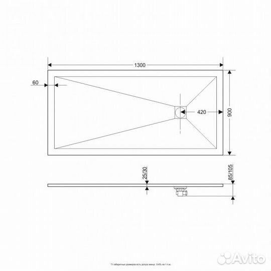 Душевой поддон RGW ST-0139G 130x90