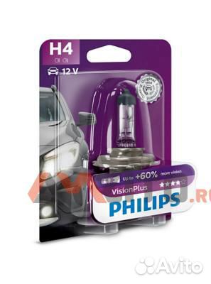 Philips 12342VPB1 лампа h4 visionplus 12v 60/55w p