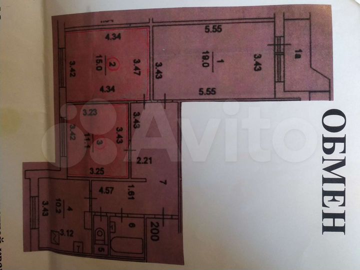 Комната 26,1 м² в 3-к., 17/17 эт.