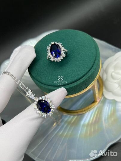 Кулон и кольцо Graff серебро 925 пробы, цирконы