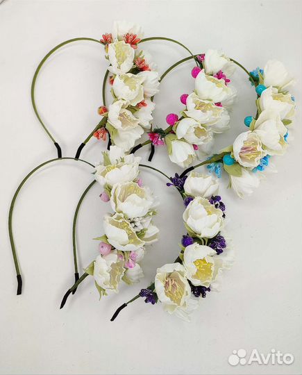 Ободок для волос с цветами ручной работы