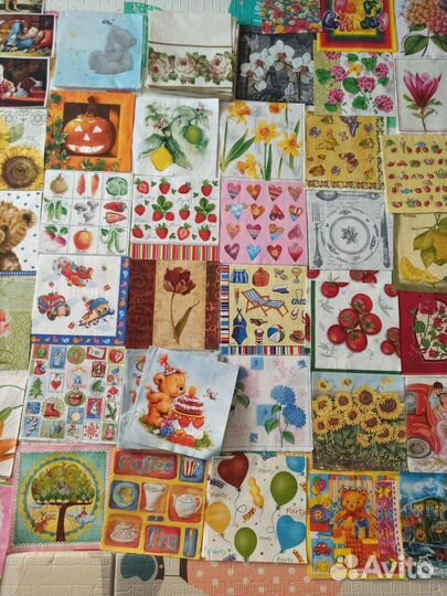 Салфетки для декупажа. 92 шт. Цена за все