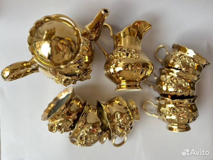 Новый кофейный сервиз Золотая Роза 6 персон