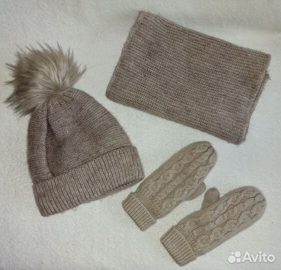 Шапка, шарф и варежки зимние для девочки