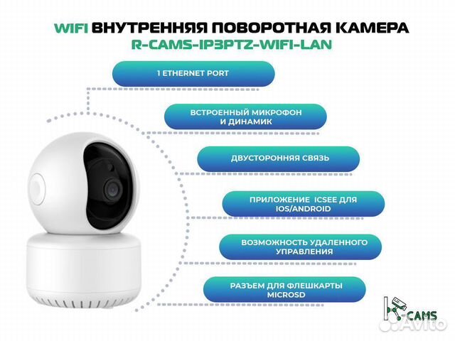 NEW Топ видеонаблюдение R-cams-ip3ptz Wifi внутрен