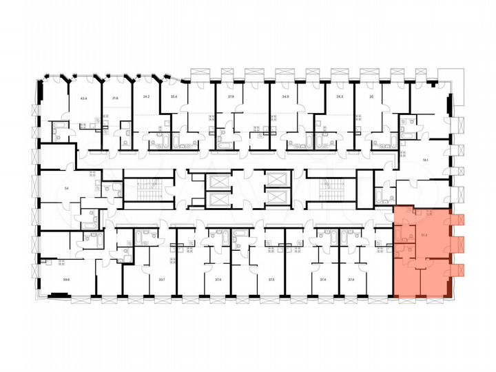 2-к. квартира, 51,3 м², 5/30 эт.