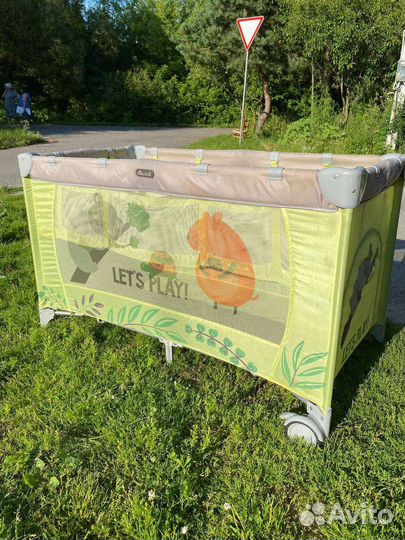 Манеж-кроватка детская складная с двумя уровнями