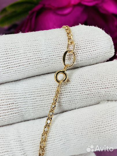 Золотая цепь двойной ромб 585 50 см