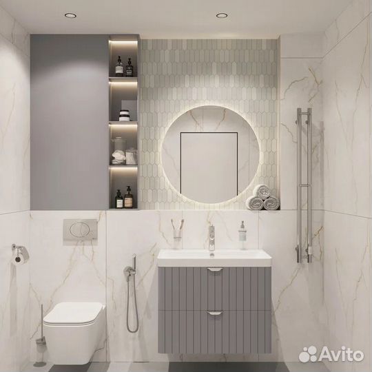 Тумба с раковиной stworki Ларвик 80 серая матовая