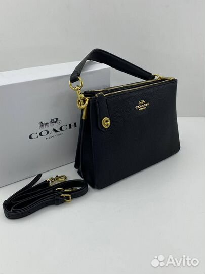 Сумка женская натуральная кожа Coach через плечо